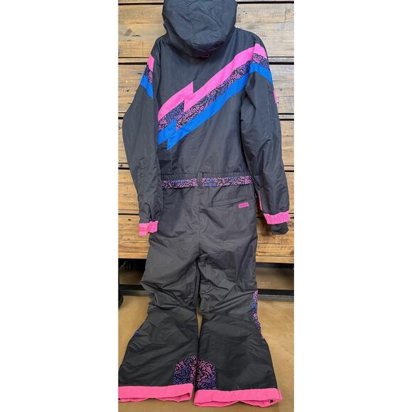 Tipsy Elves Snow Suit Mens XL Black Pink Blue Night Run One Piece Ski Retro NWT - Picture 2 of 15